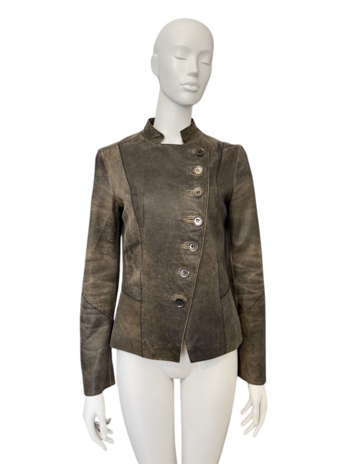 Veste marron en cuir patiné