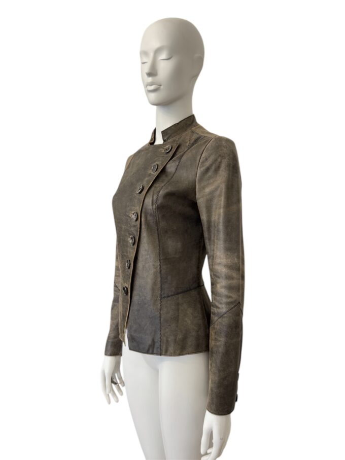 Veste marron en cuir patiné
