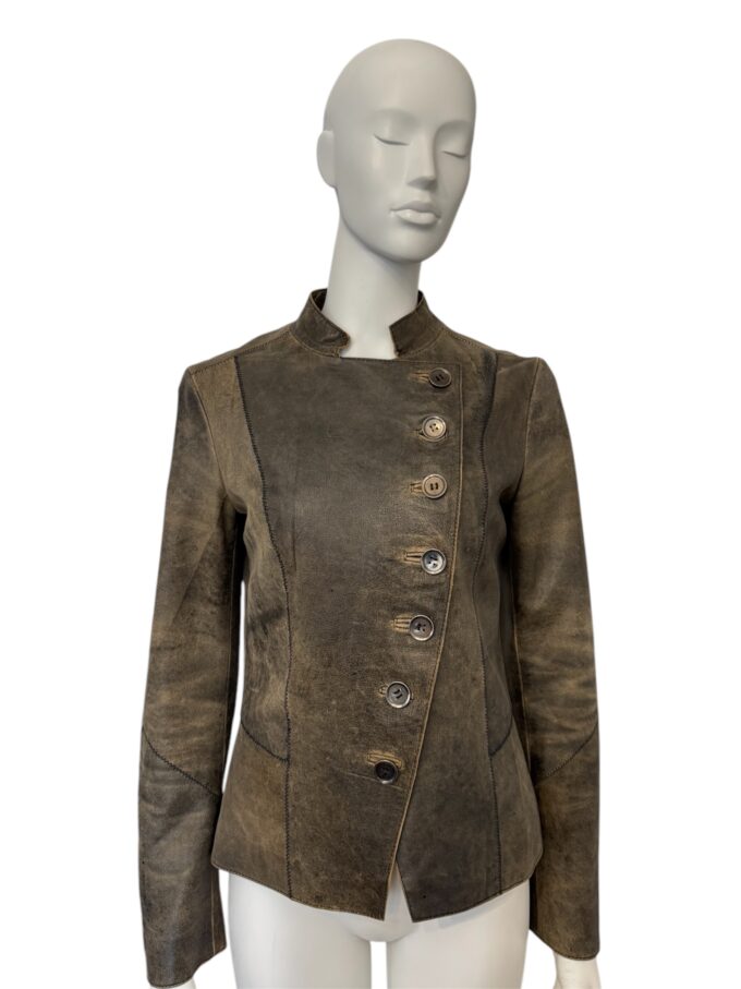 Veste marron en cuir patiné